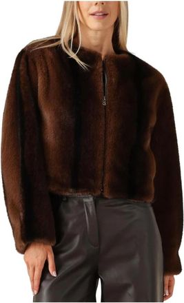 Arma Celeste Faux Mink Bomberjack - Dames - Jassen - Bruin - L - Polyester - Jassen