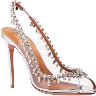 Aquazzura Crystal Embellished Temple Heels Size 38.5
