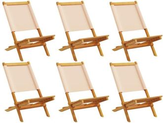 vidaXL Vidaxl - Folding Garden Chairs 6 pcs Beige Fabric and Solid Wood
