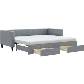 vidaXL Sof&aacute; Cama Nido Con Cajones Tela Gris Claro 80x200 Cm Vidaxl