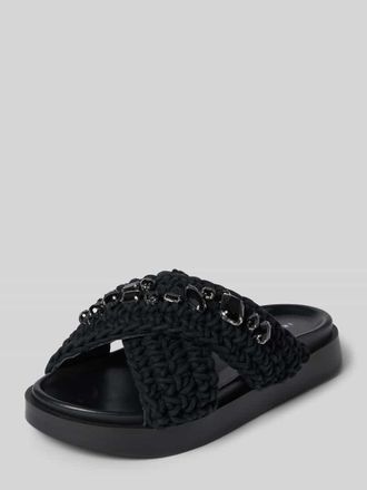 INUIKII Pantoletten mit Ziersteinbesatz in BLACK, Gr&ouml;&szlig;e 36