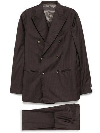 Caruso double-breasted suit - Brown