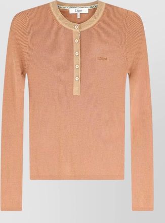 Chlo&eacute; ribbed merino wool slim-fit henley jumper