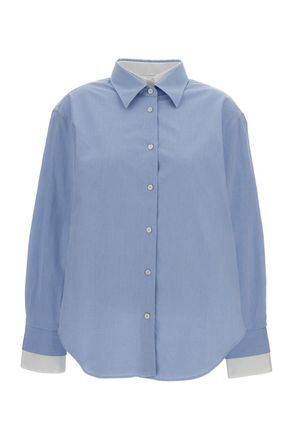 Acne Studios Clear Blue Shirt With Classic Collar And Contrasting Cuffs