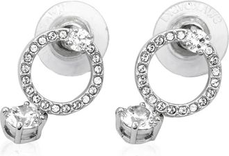 Swarovski Crystal Attract Circle Pierced Earrings White Rhodium Plated