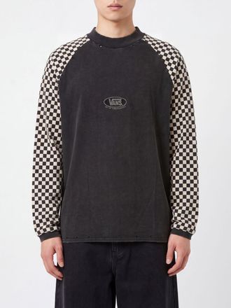 Vans T-shirt a maniche lunghe in cotone con stampa a scacchi e logo sul petto