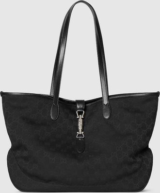 Gucci Jackie Medium Tote Bag, Black, GG Canvas