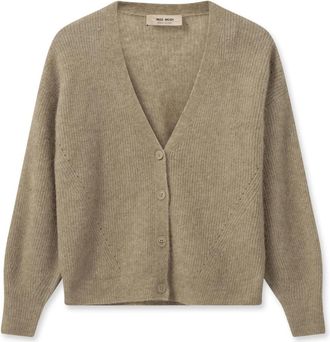 Mos Mosh MMThora V-Neck Knit Cardigan - Heren - Vesten - Grijs - L - Wol - Truien & Vesten