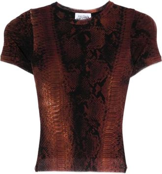 Jean Paul Gaultier Mesh Printed Python Baby Tee - Dames - T-shirts - Veelkleurig - S - Nylon - Tops