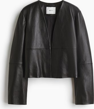 H&M Kurze Lederjacke - Schwarz