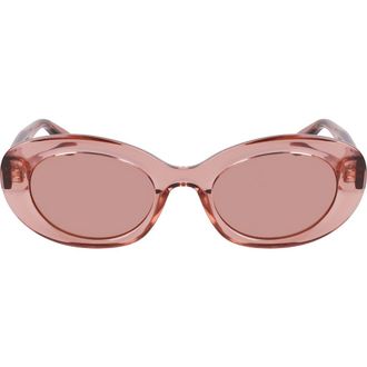 Longchamp Le Pliage 50mm Oval Sunglasses in Transparent Rose at Nordstrom Rack