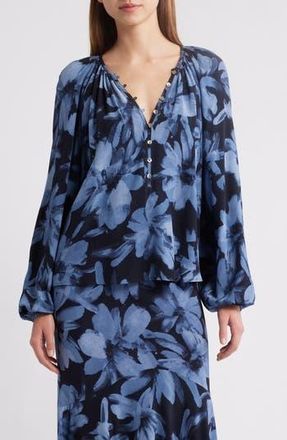 Rails Indi Floral Print Peasant Top in Midnight Lily at Nordstrom Rack, Size X-Small