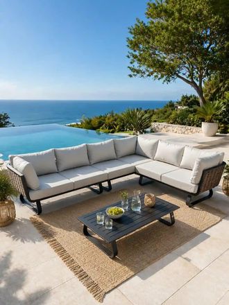 DCB Garden Conjunto de muebles de jard&iacute;n bajos de 6 plazas - negro