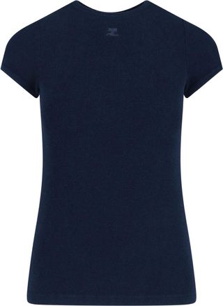 Courr&egrave;ges Tone-on-Tone Logo T-Shirt - Navy Blue