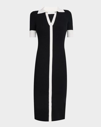Elie Tahari The Myra Contrast Ribbed Midi Sweater Dress