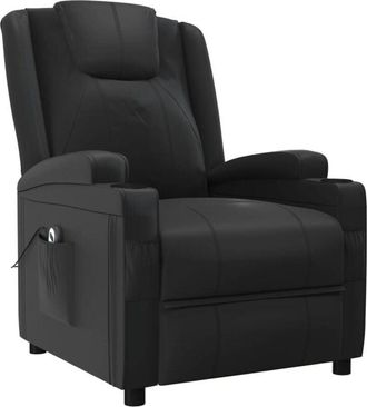 vidaXL Sillón elevable cuero sintético negro Vidaxl