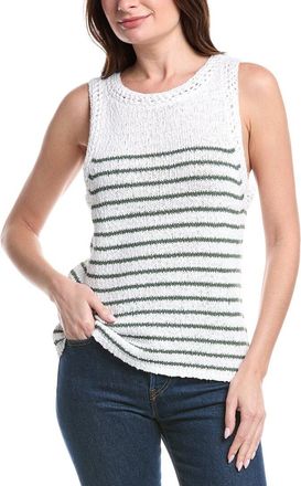 Tommy Bahama Crochet Edge Stripe Linen-Blend Tank