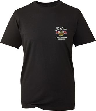 Generic Embroidered The Queen T-Shirt Queen Elizabeth II British Monarch Queen of United Kingdom Unisex Tee Top (Black, M)