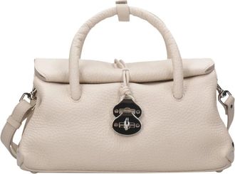 Zanellato Leren Schoudertas met Magnetische Sluiting - Dames - Handtassen - Beige - ONE Size - Leer - Tassen