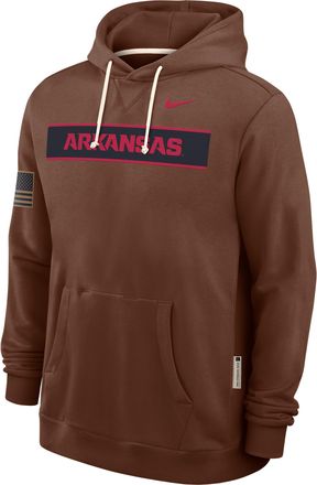 Nike Arkansas 2026 Military Appreciation Nike Mens Dri-FIT College Long-Sleeve Hooded Top in Brown | IV9812-255