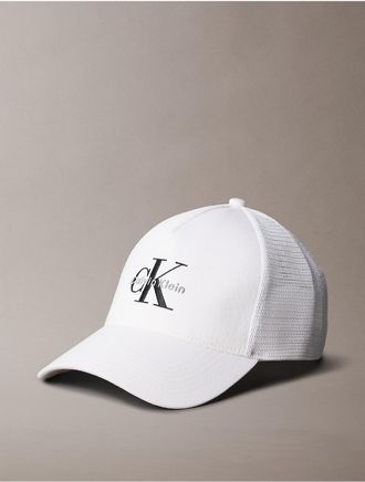 Calvin Klein Jeans Calvin Klein Mens Monogram Logo Mesh Baseball Cap - White - OS