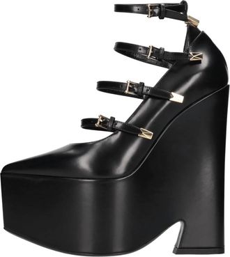 Versace Tempest Platform Pumps - Dames - Pumps - Zwart - 36 EU - Leer - Schoenen