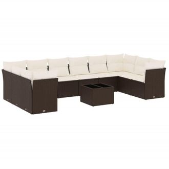 vidaXL Set De Sof&aacute;s De Jard&iacute;n 11 Pzas Cojines Rat&aacute;n Sint&eacute;tico Marr&oacute;n Vidaxl