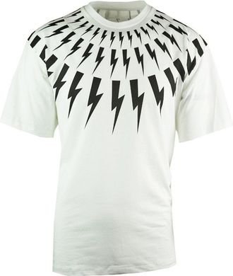 Neil Barrett Lightning Bolt Easy Fit Oversize White Tee