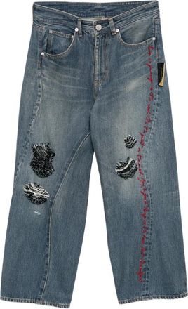 Undercover Jeans con strappi e perline - Blu