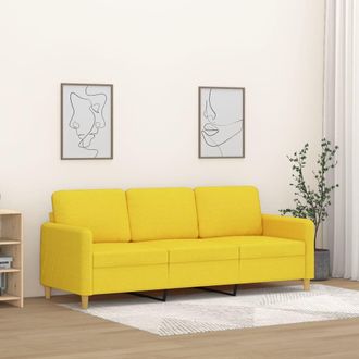 vidaXL Sof&aacute; De 3 Plazas De Tela Amarillo Claro 180 Cm Vidaxl