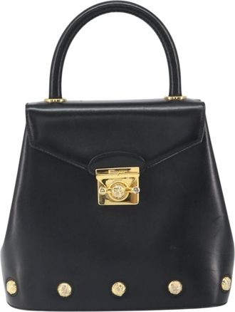 Ferragamo Vintage Handbag Leather Black Leather Handbag (Pre-Owned)