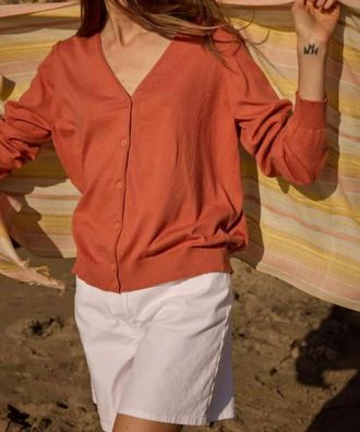 Saint James Tavira V Neck Cardigan In Argile Clay