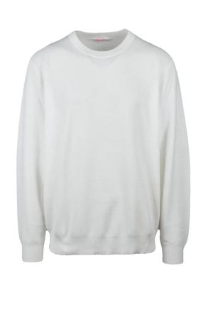 Sun 68 White Crew Neck Cotton Sweater