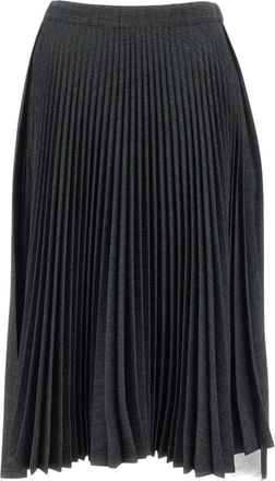 Plan C Plissirok met Asymmetrische Zoom - Dames - Midirokken - Grijs - S - Rokken