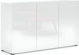 Levante Mobile 3 Ante e 2 Ripiani 135x38x80 cm Bianco Lucido