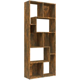 vidaXL Book Cabinet Smoked Oak 67x24x161 cm Engineered Wood Vidaxl