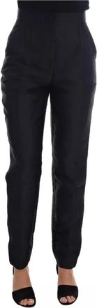 Dolce & Gabbana Floral Brocade High Waist Pants - Dames - Slim Fit Broeken - Zwart - S - Katoen - Broeken