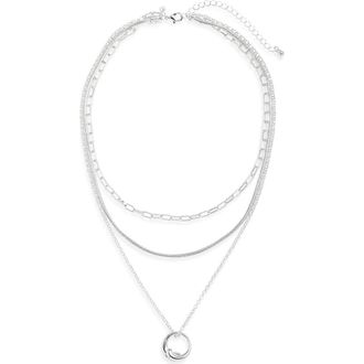 Nordstrom Rack Layered Chain Necklace in Silver at Nordstrom Rack