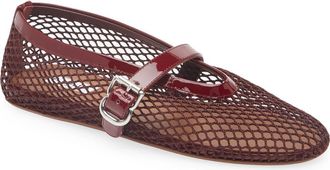 Alaia Fishnet Ballerina Flat in Rouge Grenat at Nordstrom, Size 11Us
