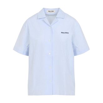 Miu Miu Shirts, female, Blue, Size: XS Short-Sleeve Shirt