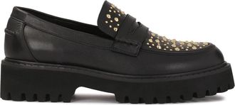 Kazar Zwarte halfschoenen met gouden strass. Dit product valt groot uit. - Dames - Loafers - Zwart - 36 EU - Leer - Schoenen