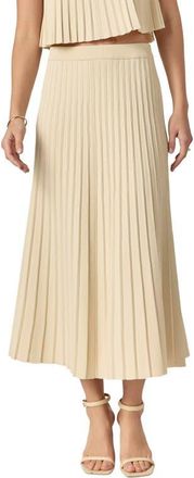 English Factory Pleated Knit Midi Skirt in Ivory at Nordstrom, Size Small
