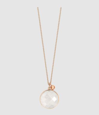 Ginette NY Collier Pixie Ever Disc Pierre de Lune Blanche Or Rose