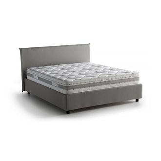 Dmora Talamo Italia - Cama Matrimonial Beata, Cama Contenedor Con Revestimiento De Tela, 100% Made In Italy, Apertura Frontal, Con Colch&oacute;n Cm 140x190 Inclui