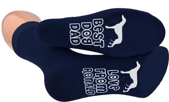 Generic Best Dog Dad Greyhound Sole Print Design Socks Personalised with Name Mens UK 5-12, One Pair, Navy Blue