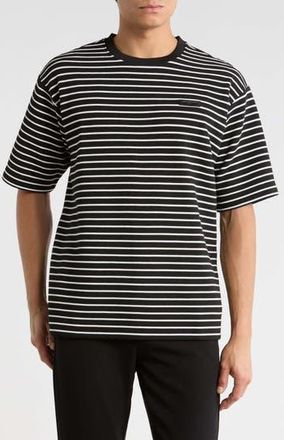 Karl Lagerfeld Stripe Textured Cotton T-Shirt in Black/White at Nordstrom Rack, Size Xx-Large