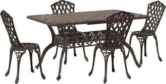 vidaXL Garden Dining Set 5 pcs Bronze Aluminium vidaXL