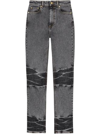 Ganni whiskering-effect straight-leg jeans - Black