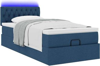 vidaXL Estructura De Cama Otomana Con Colch&oacute;n Tela Azul 90x190 Cm Vidaxl
