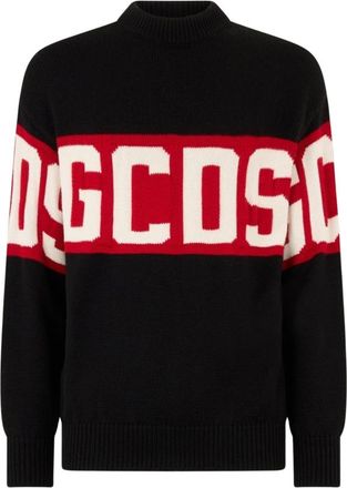 GCDS Gcds, Truien & Vesten, Dames, Zwart, XL, Wol, Logo Band Sweater